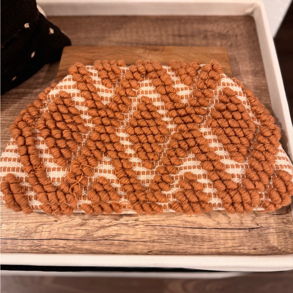 Woven Textured Clutch w/ Wood Frame | Boho Neutral Statement Bag